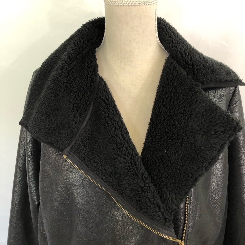 RALPH LAUREN Faux Shearling Moto Jacket 1X Plus - Picture 3 of 6